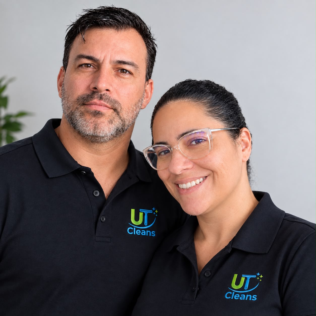 The family behind UT Cleans, in their UT Cleans uniforms